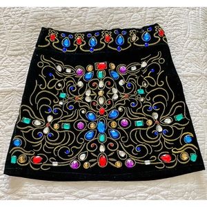 Jeweled Black Velvet Mini Skirt